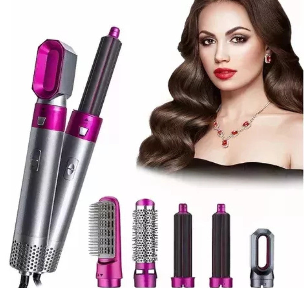 Cepillo Secador Rizador 5 en 1 + Regalo Cepillo facial 5 en 1 Masajeador
